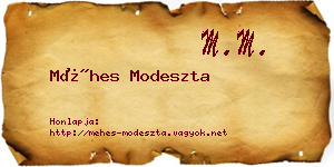 Méhes Modeszta névjegykártya